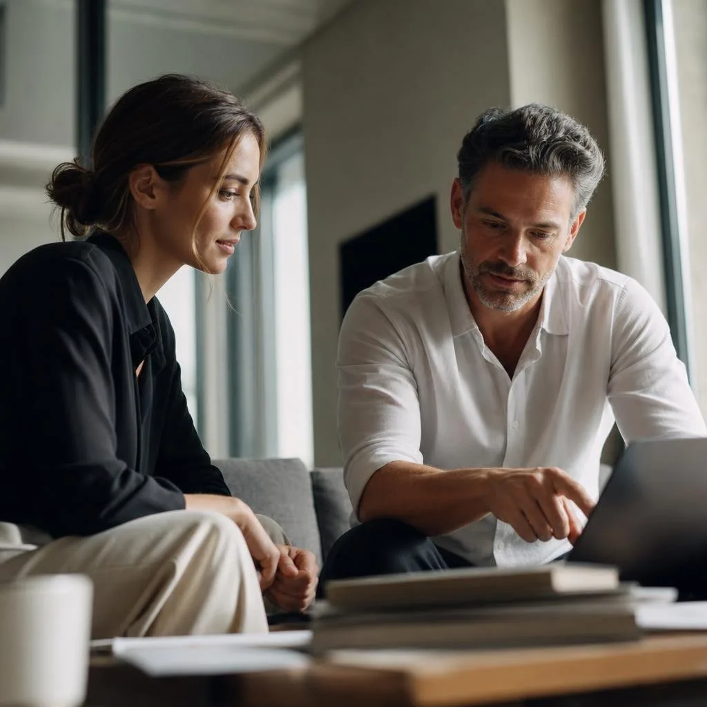 Recruiting consultants reviewing candidate profiles at a desk